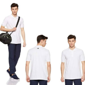 Adidas Polo Poly Cotton T Shirt BS0674 White T-Shirt With Company Logo