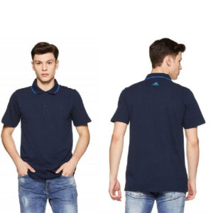 Adidas Polo Poly Cotton T Shirt CD1486 Navy T-Shirt With Company Logo