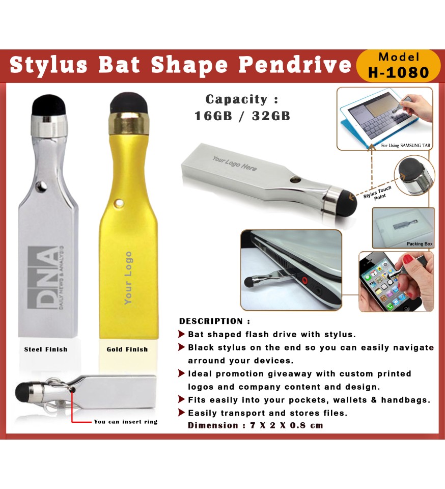 Stylus Bat Shape Pendrive - Business Promotional Gifting Item Vendor Bangalore