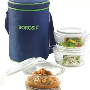 BOROSIL Microwavable Klip N Store Round 400 Ml 3 Lunch Box - Personalized Business Lunch Box 