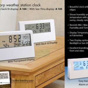 Sharp weather station clock with backlight