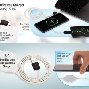 Cable with Wireless Charger iOS Micro Type C