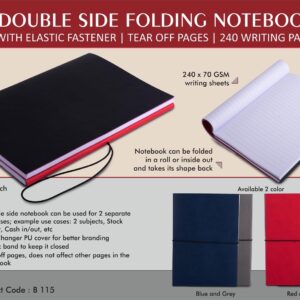 Double Side Folding Notebook With Elastic Fastener | Tear Off Pages | 240 Writing Pages
