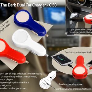 Glow in the dark dual car charger