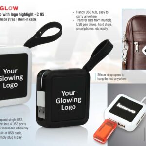 Power Glow Handy USB hub with logo