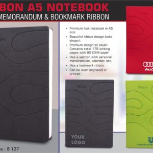 Ribbon A5 Notebook With Memorandum & Bookmark Ribbon