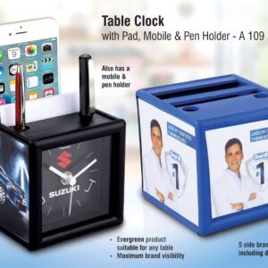 Table clock with pad and mobile holder