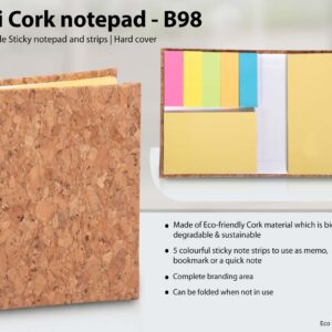 Mini Cork Notepad With Double Sticky Notepad And Strips