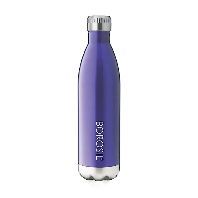 Borosil Bolt Trans Blue Hot n Cold SS Bottle for office employees