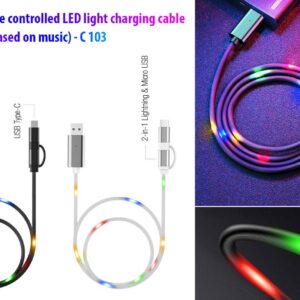 Voice controlled LED light charging cable