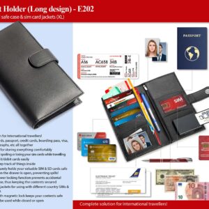 Passport Holder with sim card safe case & sim card  jackets (XL) (Long design)