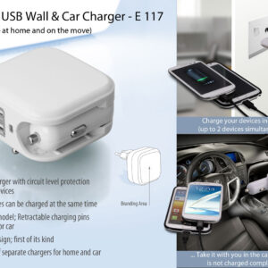 Wall and car charger- Dual USB