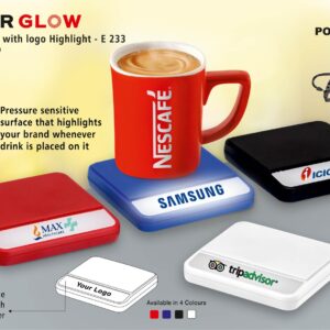 Power Glow coaster with logo highlight