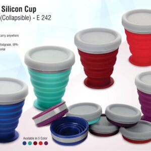 Folding silicon cup with cap (collapsible)