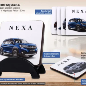 Brando Square: Set of 4 Square Wooden coasters with Stand