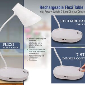 Rechargeable Flexi table lamp with rotary switch