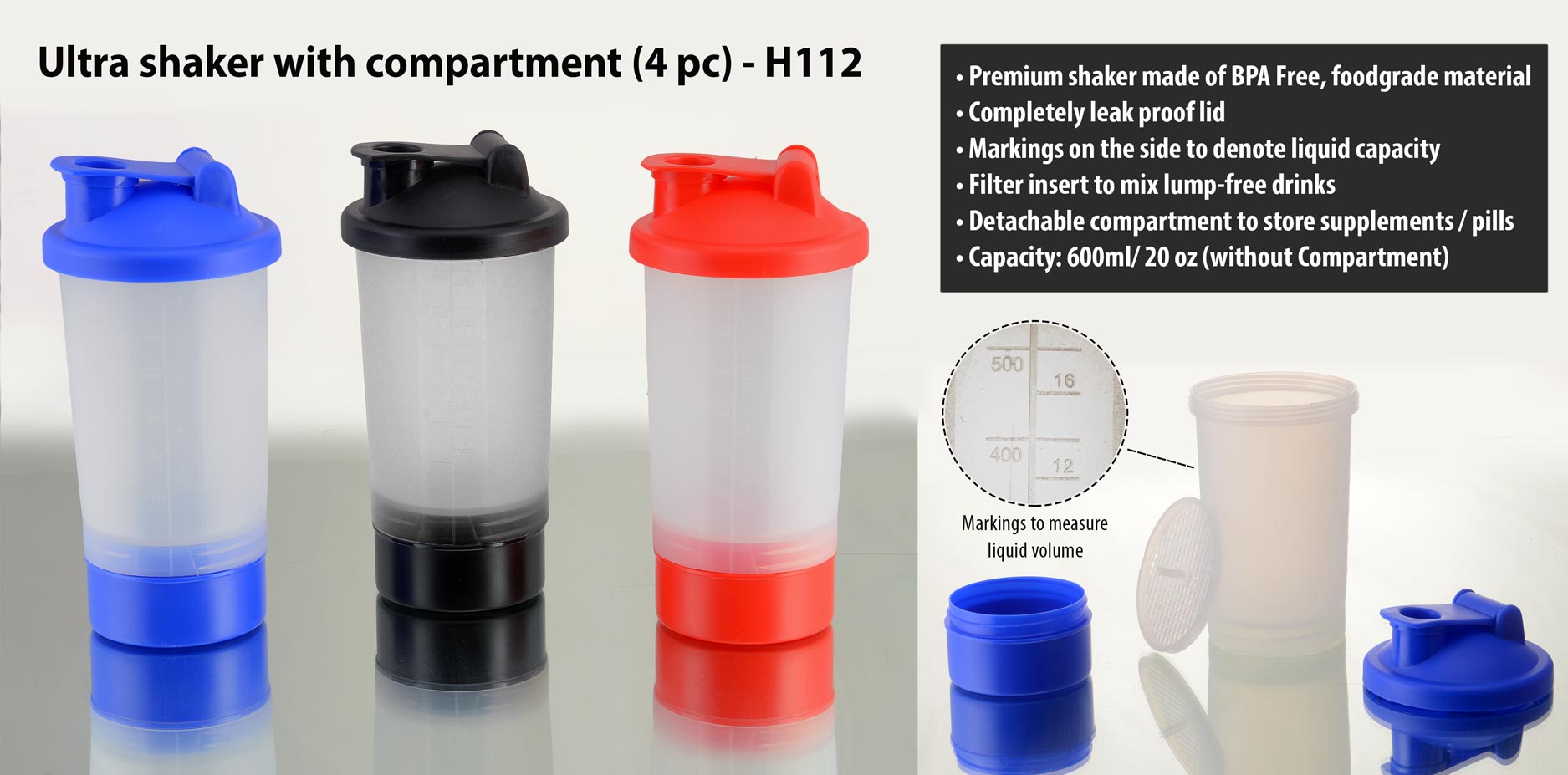 Ultra shaker with compartment