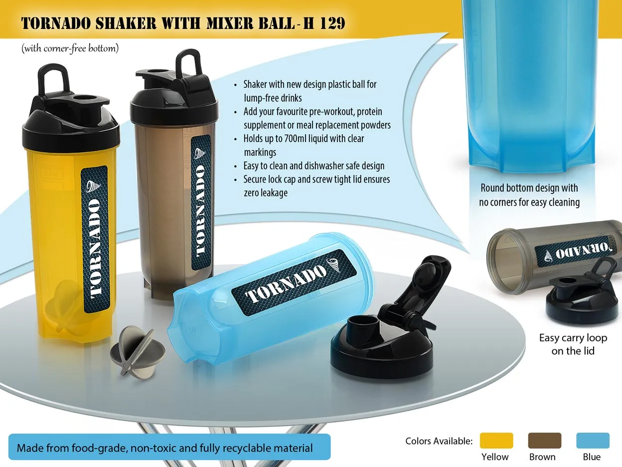 Tornado shaker with mixer ball