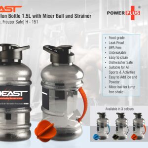 Beast Sports gallon bottle 1.5 L with mixer ball and strainer