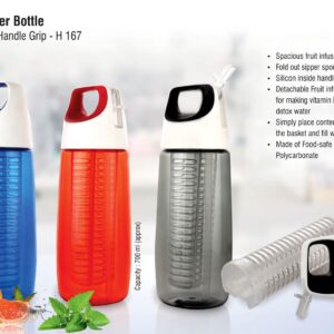 Fruit infuser bottle with silicon handle grip