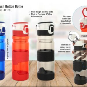Grip-On: Push button bottle with silicon grip
