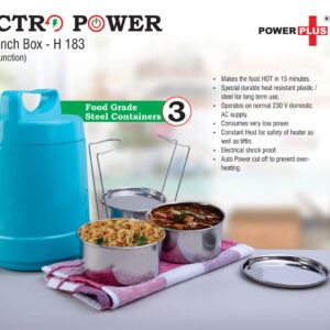 Electro Steel 3 container electric steel lunch box