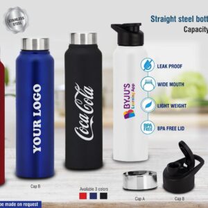 Straight steel bottle Colored