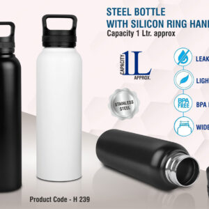 Steel bottle with silicon ring handle