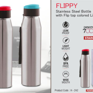 Flippy Stainless steel bottle with flip top colored lid