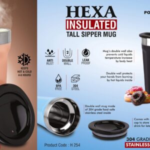 Hexa Insulated Tall sipper mug with temperature retention