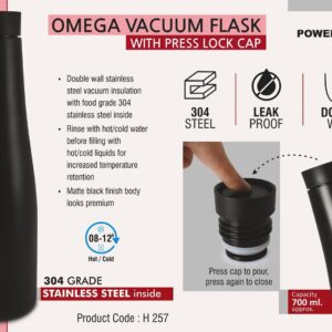 Omega Vacuum Flask with Press lock cap