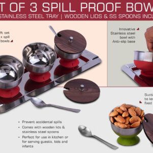 Set of 3 Spill Proof Bowls with Stainless Steel Tray