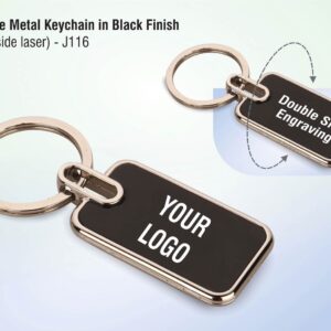 Rectangle metal key chain in Black finish