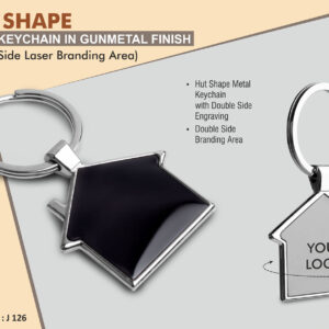 Hut shape metal key chain in Black