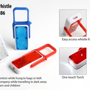 Flash tag with whistle and torch