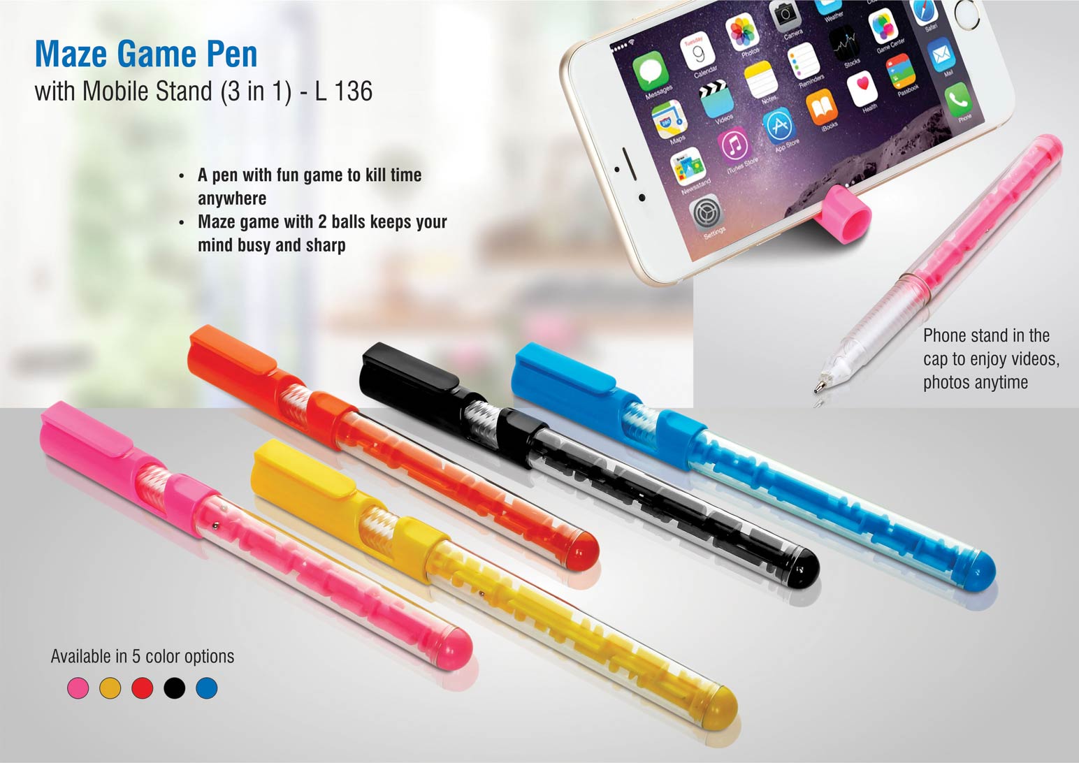 Maze game pen with mobile stand