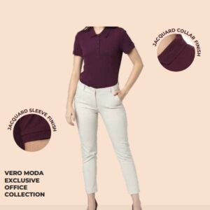 Jacquard Solid Polo Women T-shirt
