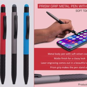 Prism Grip Metal body pen with Stylus