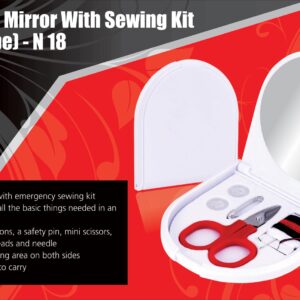 Folding mirror with sewing kit