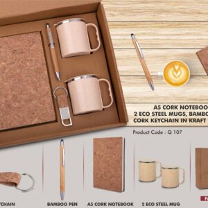 Eco set cork notebook steel mugs