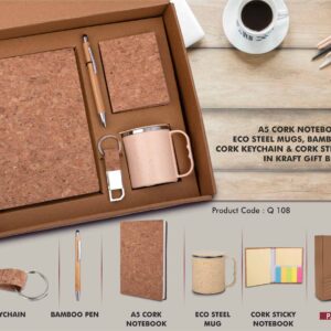 Eco set cork notebook steel mug