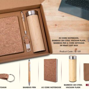 Eco set cork notebook bamboo steel