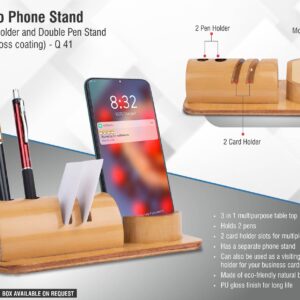 Bamboo phone pen stand