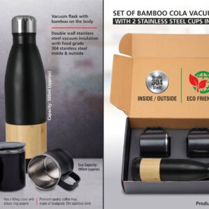 Set of bamboo cola vacuum flask