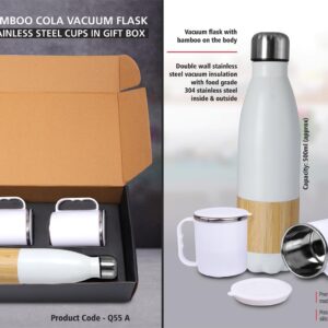 Set of bamboo cola vacuum flask