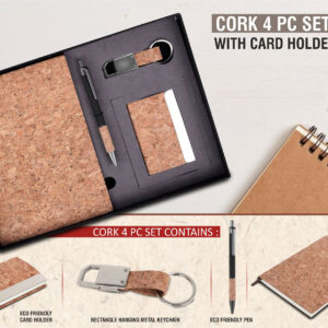 Cork notebook with visiting card holder