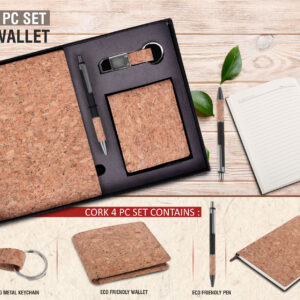 Cork notebook with wallet pen and key chain
