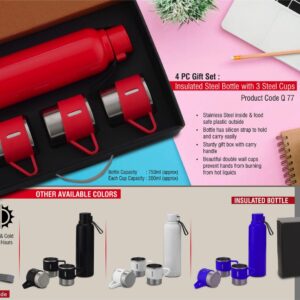 Gift set insulated steel bottle with steel cups