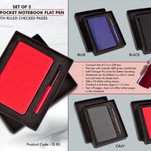 Set of flexible pocket notebook pen