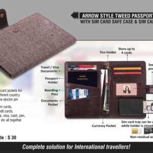 Arrow style tweed passport holder